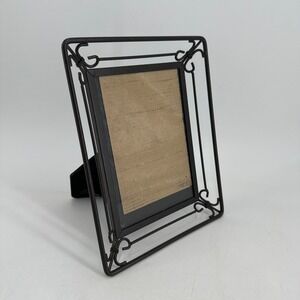 Black Metal Wire Scrollwork Photo Frame 4x6 Tabletop Decorative Picture Holder